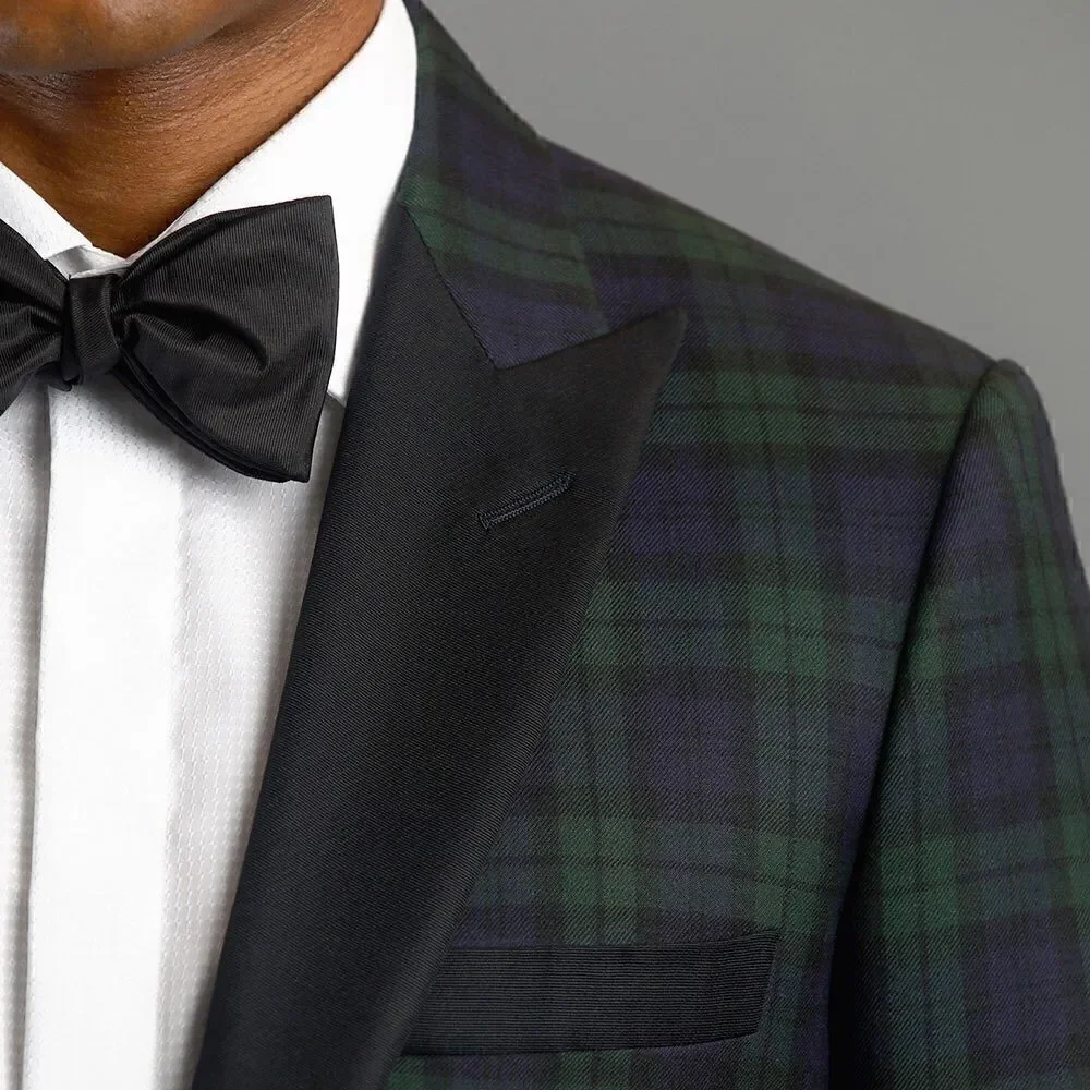 Polo Ralph Lauren Silk Blackwatch Tartan Plaid Shawl Collar Waistcoat Vest